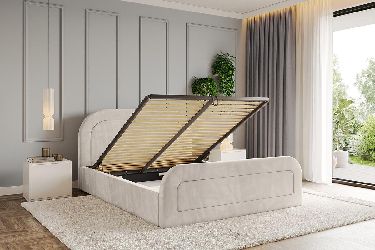 POLSTERBETT mit Bettkasten, Fußteil und Lattenrost, Boxbett ohne Matratze - LERAY-Z 120x200 Beige - Beige, Holzwerkstoff/Textil (120/200cm) - ALTDECOR