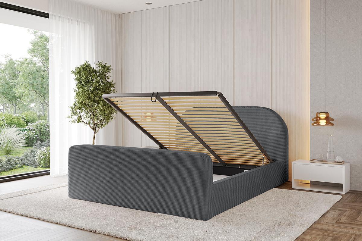 POLSTERBETT mit Bettkasten, Fußteil und Lattenrost, Boxbett ohne Matratze - TIVON-Z 180x200 Dunkelgrau - Anthrazit, Holzwerkstoff/Textil (180/200cm) - ALTDECOR