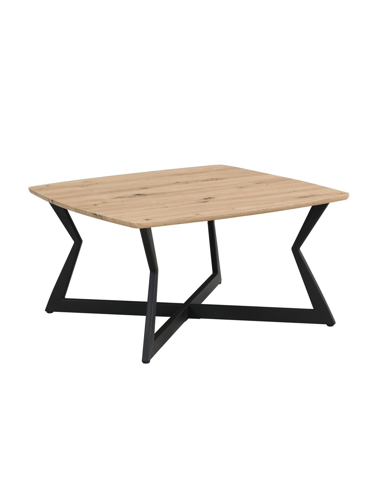 COUCHTISCH PRAIANO, MDF, in Eichenoptik, Eiche-Schwarz, 75 x 75 x 40 cm - Schwarz/Braun, Holzwerkstoff/Metall (75/75/40cm) - KADIMA DESIGN