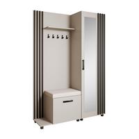 GARDEROBENSCHRANK Livia mit Aufhängern und Spiegel, Kaschmir, Schwarz, links - Kaschmir/Schwarz, Holzwerkstoff (137/207/42cm) - Beautysofa