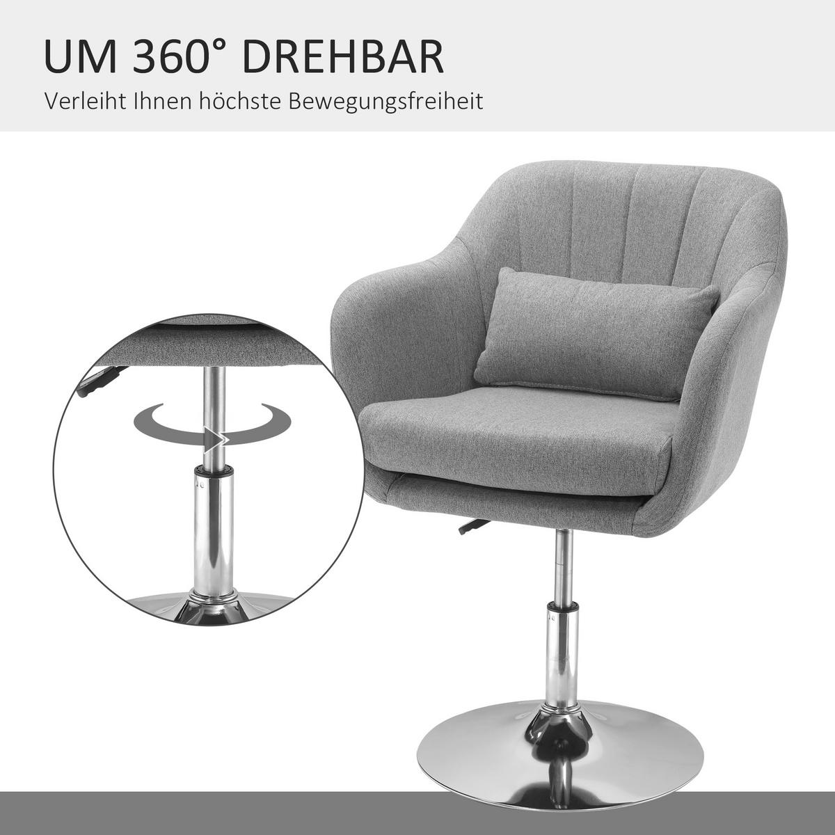 BÜROSTUHL Drehbar Höhenverstellbar Polyester Grau - Hellgrau, Kunststoff (60/91/60cm) - HOMCOM