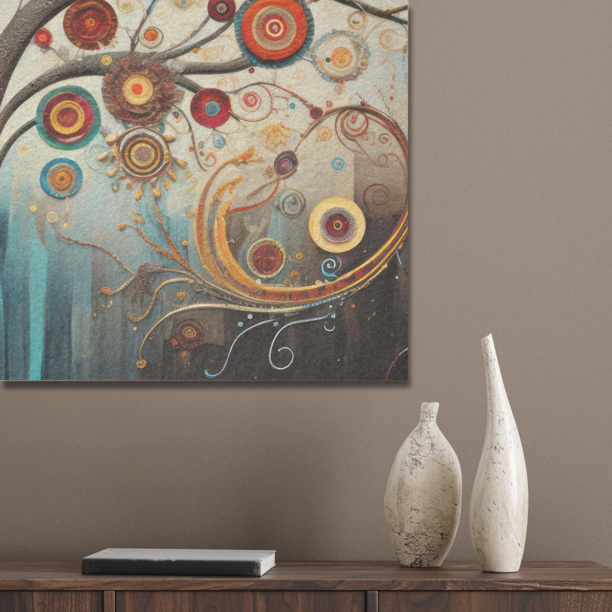 AKUSTIKBILD Baum - Baum des Lebens - Farbe Gemälde 80x60 cm - Braun, Kunststoff (80/60/0.9cm) - MuchoWow
