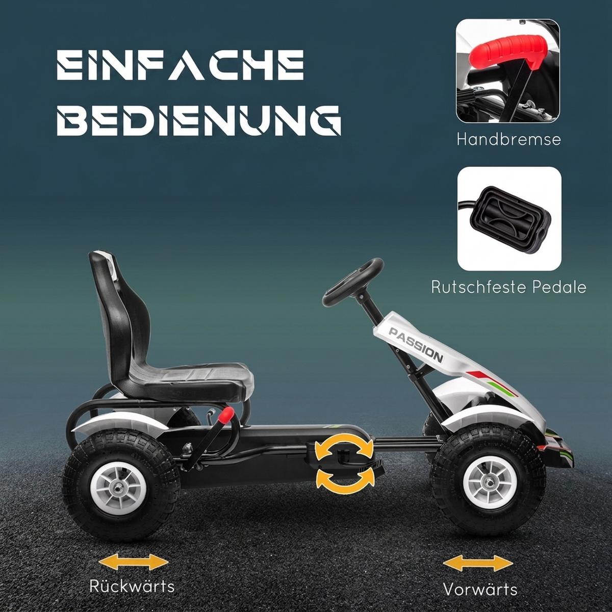 KINDER-GOKART Kunststoff Metall Weiß - Weiß, Kunststoff (117/58/61cm) - HOMCOM