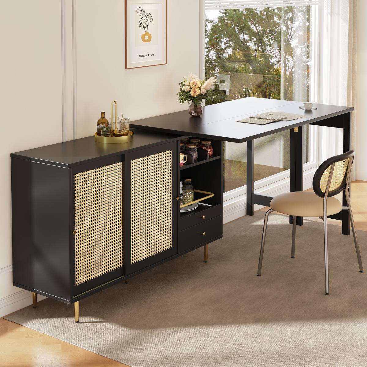 BARTISCH Schwarz 107/40/71,4 cm - Schwarz, Holzwerkstoff (40/76/187cm) - Urban Meuble