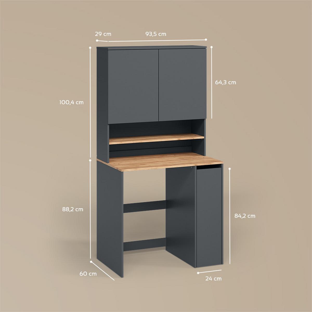 WASCHMASCHINENSCHRANK Paolina Anthrazit/Goldkraft Eiche 93.6 x 88.2 cm 2 Teile mit Regal - Honigeiche/Anthrazit, Holzwerkstoff (93.6/88.2/60.3cm) - Livinity®