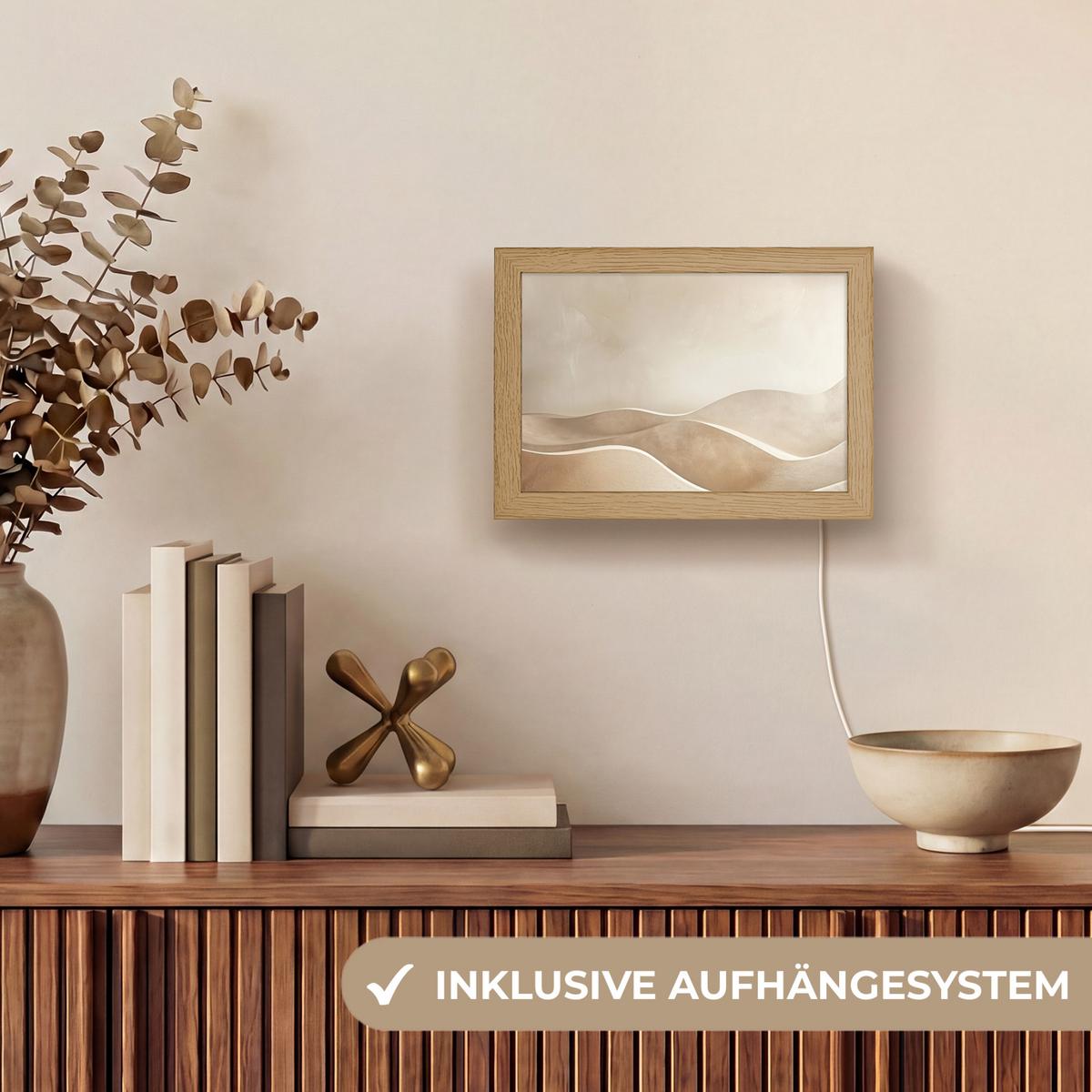 TISCHLEUCHTE Beige - Natur - Abstrakt - Modern 20x15 cm - Champagner, Holzwerkstoff (8/20/15cm) - OnlyWow