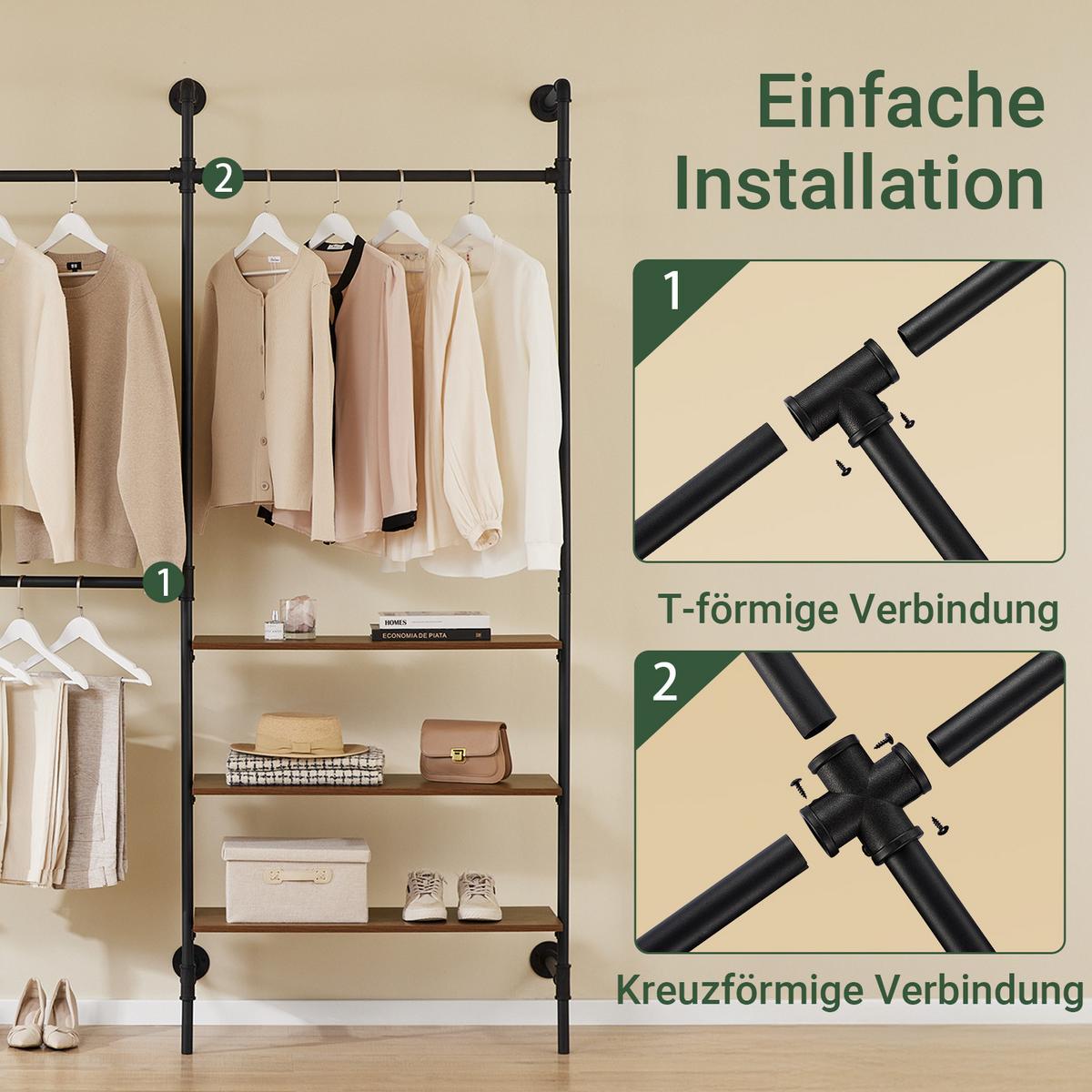 KLEIDERSTÄNDER Industrial Schwarz - Schwarz, Kunststoff (168/220/46cm) - SoBuy