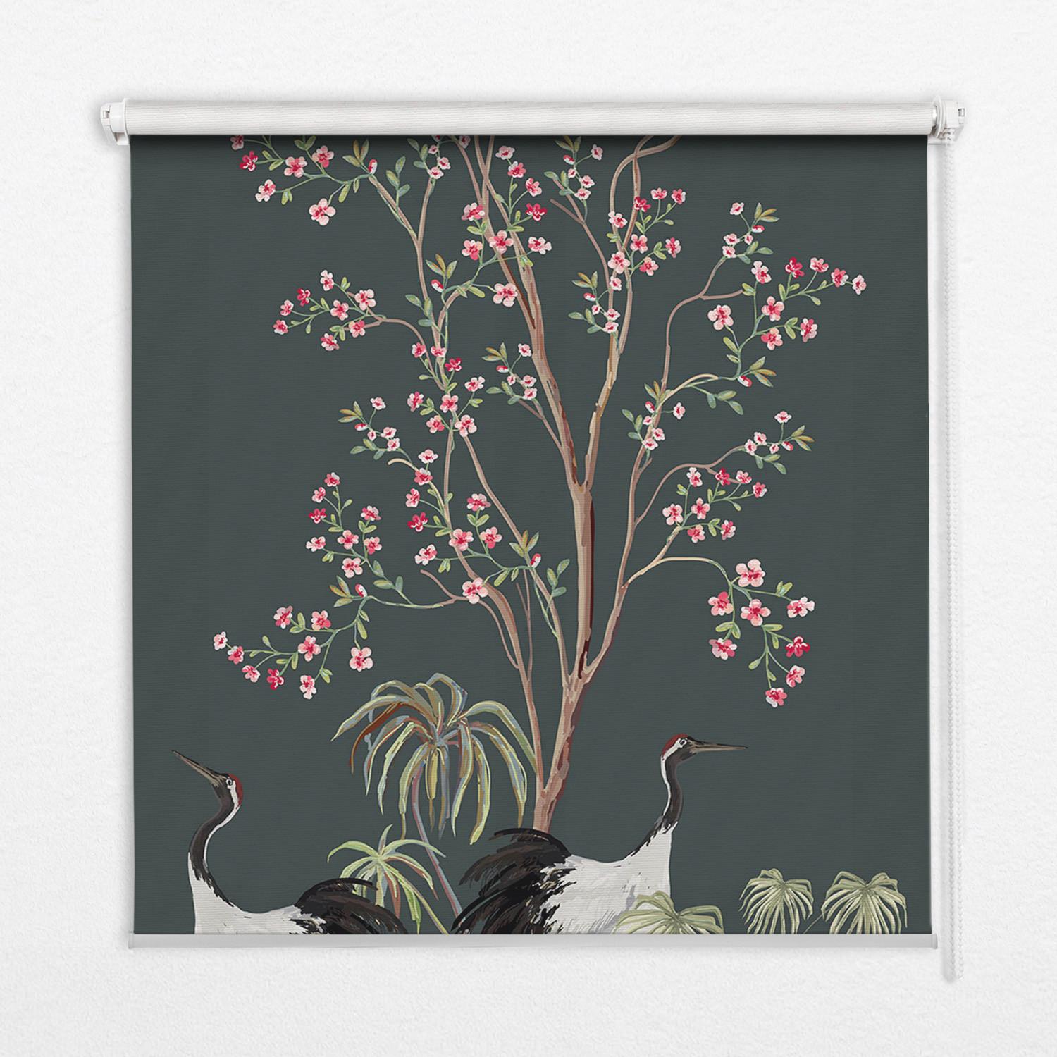 INNENROLLO - Fensterrollo - Rollo - 140x140 cm - Vögel am Rosenstrauch - Grau, Kunststoff (140/140/0.5cm) - TULUP