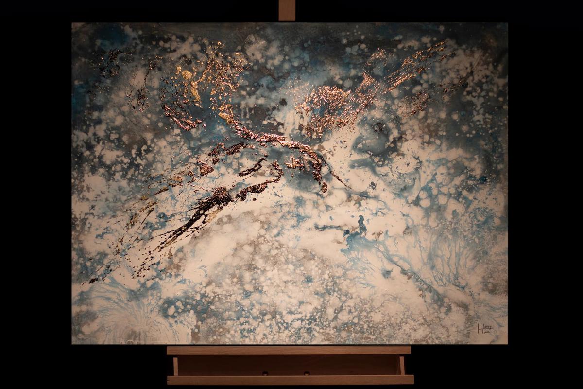 ACRYLBILD HANDGEMALT 100/75 cm - Blau/Weiß, Holz/Textil (100/75cm) - KUNSTLOFT
