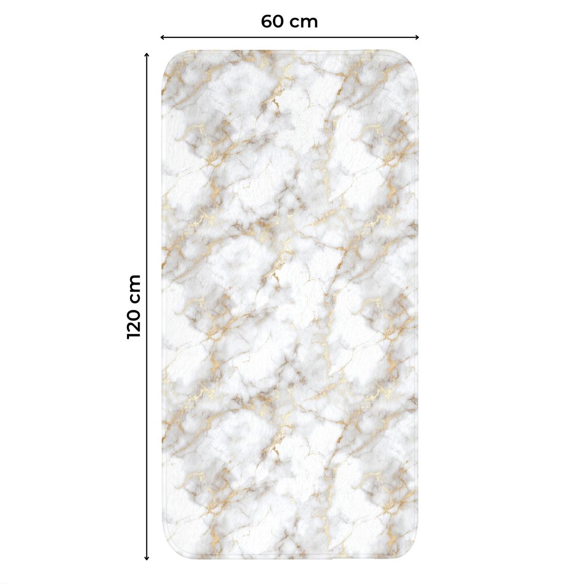 WC-VORLEGER Goldene Adern - Marmor - Weiß Toilettenvorleger 60x120 cm - Weiß, Textil (60/1cm) - OnlyWow