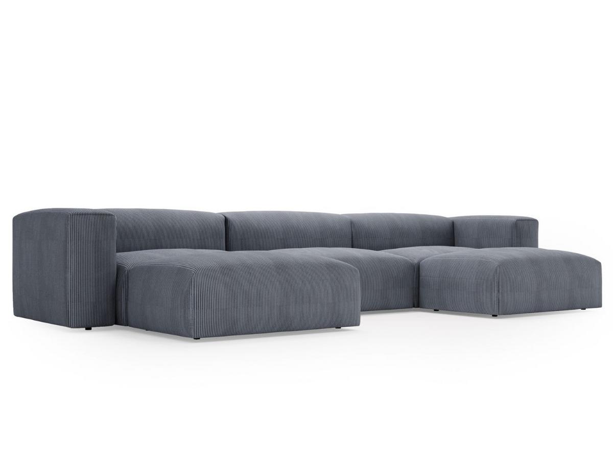 WOHNLANDSCHAFT U Landi Grau - Schwarz/Grau, Kunststoff/Textil (340/85/180cm) - Graingold