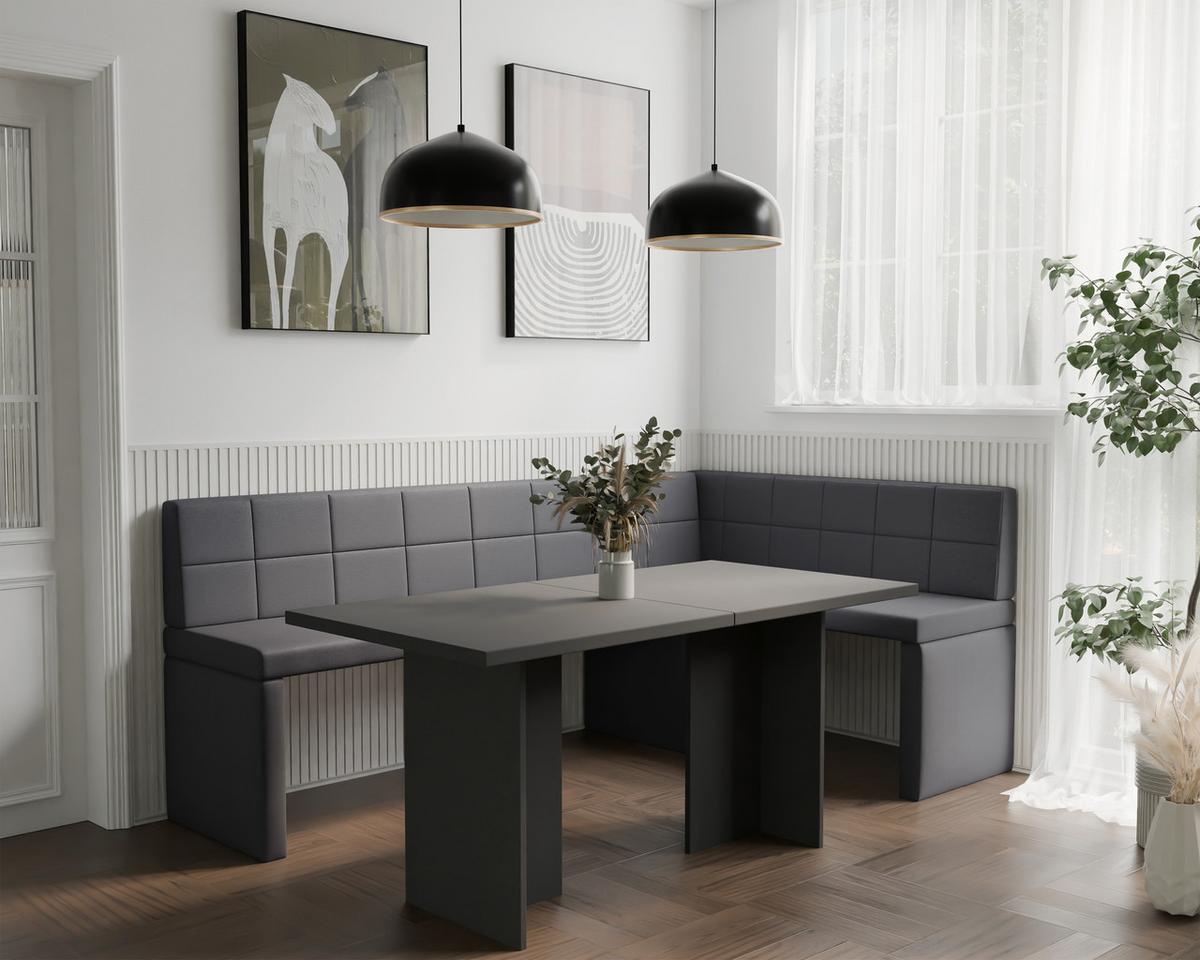 ECKBANK rechts MELVIN Kunstleder, 128/168 cm Dunkelgrau - Dunkelgrau, Holz/Kunststoff (128/168cm) - Idohome