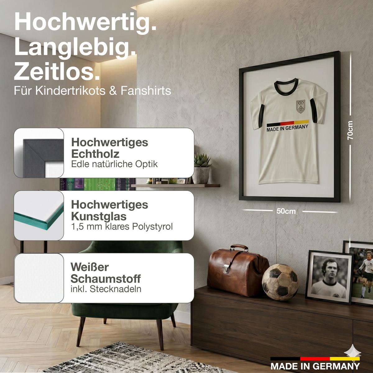 TRIKOTRAHMEN 50/70 Premium - Schwarz, Holz (50/70cm) - K-Möbel