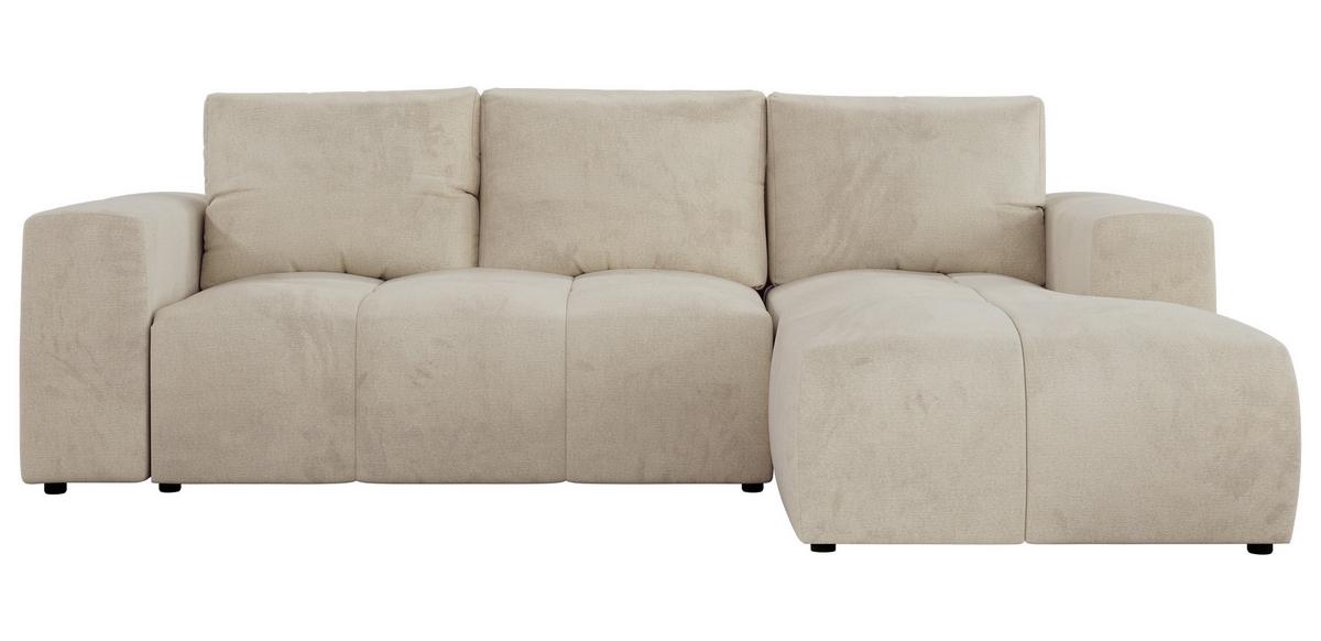 ECKSOFA MONIVA Beige Velvet - Rechts - Beige/Schwarz, Textil (266/164cm) - MKS