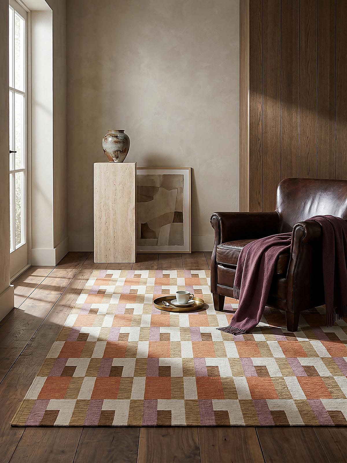 TEPPICH COQUET, geometrisch, Orange-Natur, 120 x 170 cm - Orange, Textil (170/120cm) - KADIMA DESIGN