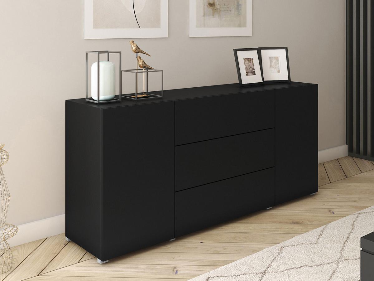 SIDEBOARD Berlin 150 - Graphitfarben/Schwarz, Holzwerkstoff/Kunststoff (150/68/39cm) - MIRJAN24