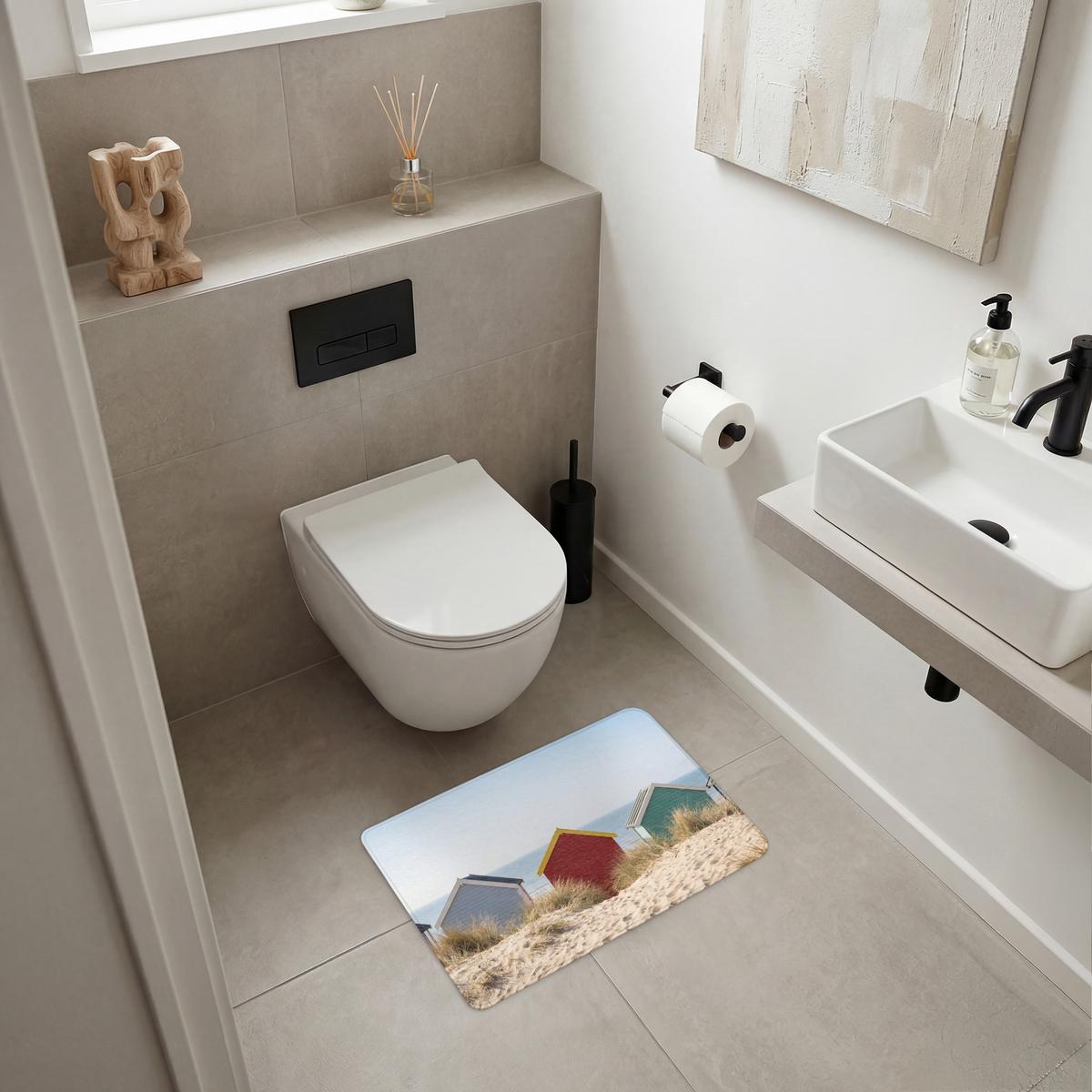 BADEMATTE Strand - Ferienhäuser - Farbenfroh - Dünen 60x40 cm - Multicolor, Textil (60/40cm) - OnlyWow