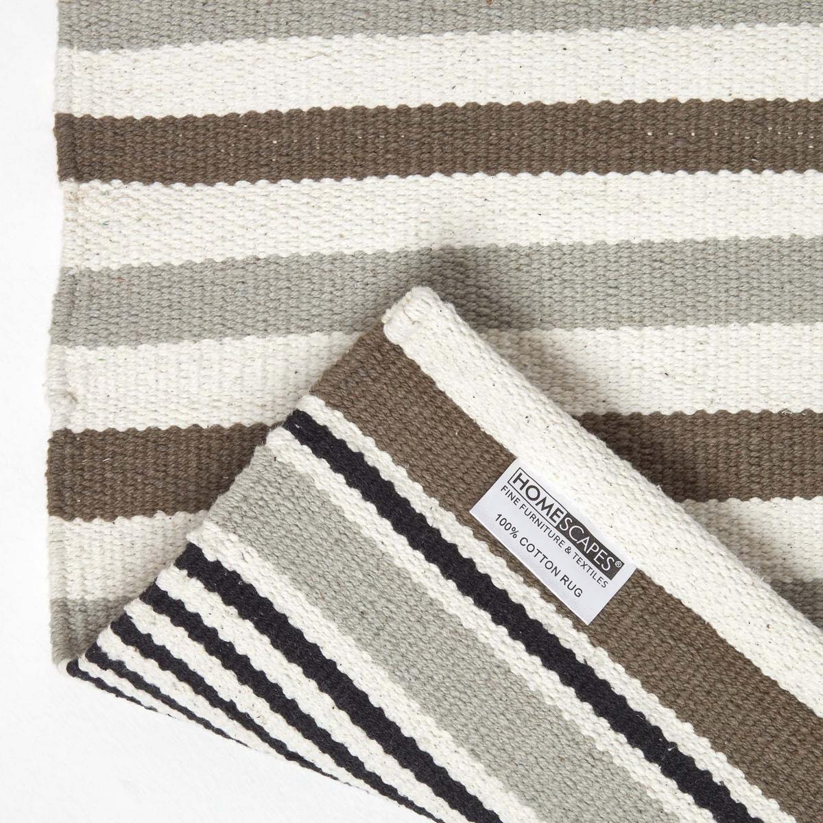 FLACHWEBETEPPICH-LÄUFER Baumwolle gestreift 66/200 cm - Grau, Textil (66/200cm) - Homescapes