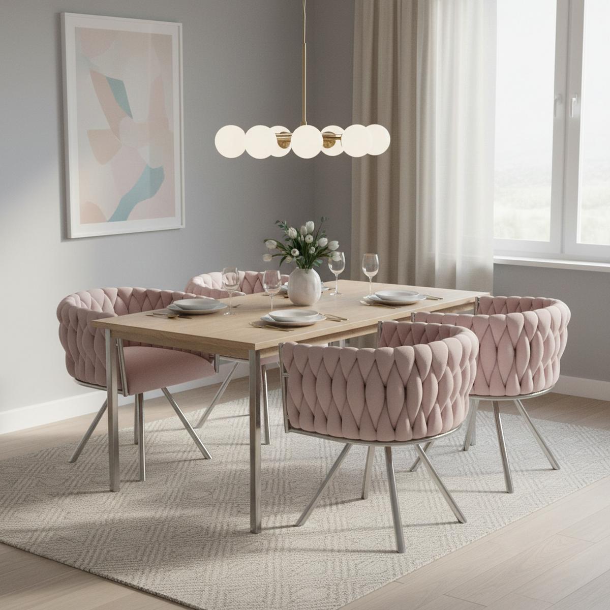 ESSZIMMERSTUHL 1St 360° Drehbar, Ergonomisch, Metallbeine - Pink, Textil/Metall (59/72/54cm) - Urban Meuble