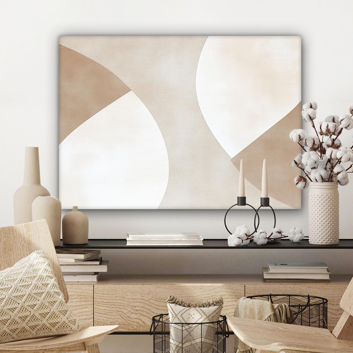 LEINWANDBILD Braun - Japandi - Abstrakt Wandbilder 80x60 cm - Sandfarben, Textil (80/60cm) - MuchoWow