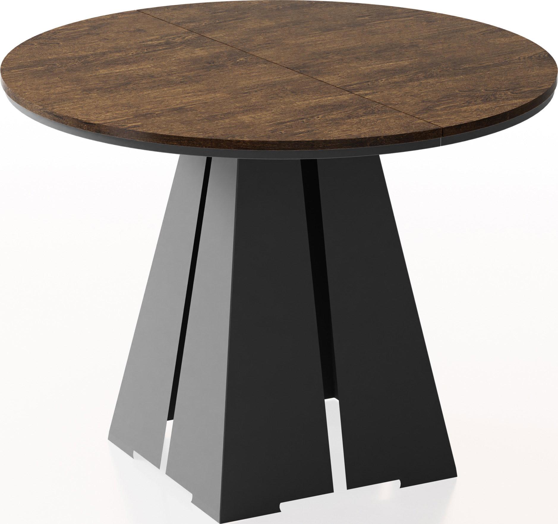 ESSTISCH Kova runder ausziehbarer, Lefkas Eiche 100-180/100/76 cm - Alteiche/Schwarz, Holzwerkstoff/Metall (100/176/76cm) - WFL GROUP