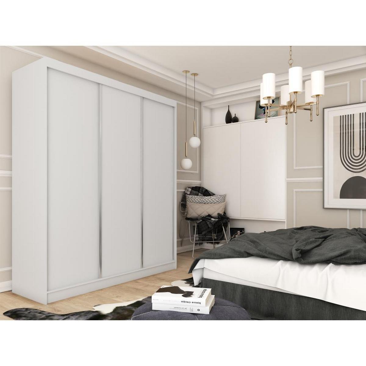 SCHWEBETÜRENSCHRANK Mario II 240/216/61 weiß mit Schubladen - Weiß, Holzwerkstoff (240/216/61cm) - Beautysofa