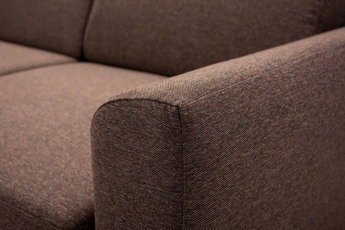 ECKSOFA SAPORE Braun Geflochtener Stoff mit Schlaffunktion - Braun, Holz (235/170cm) - MASSENO