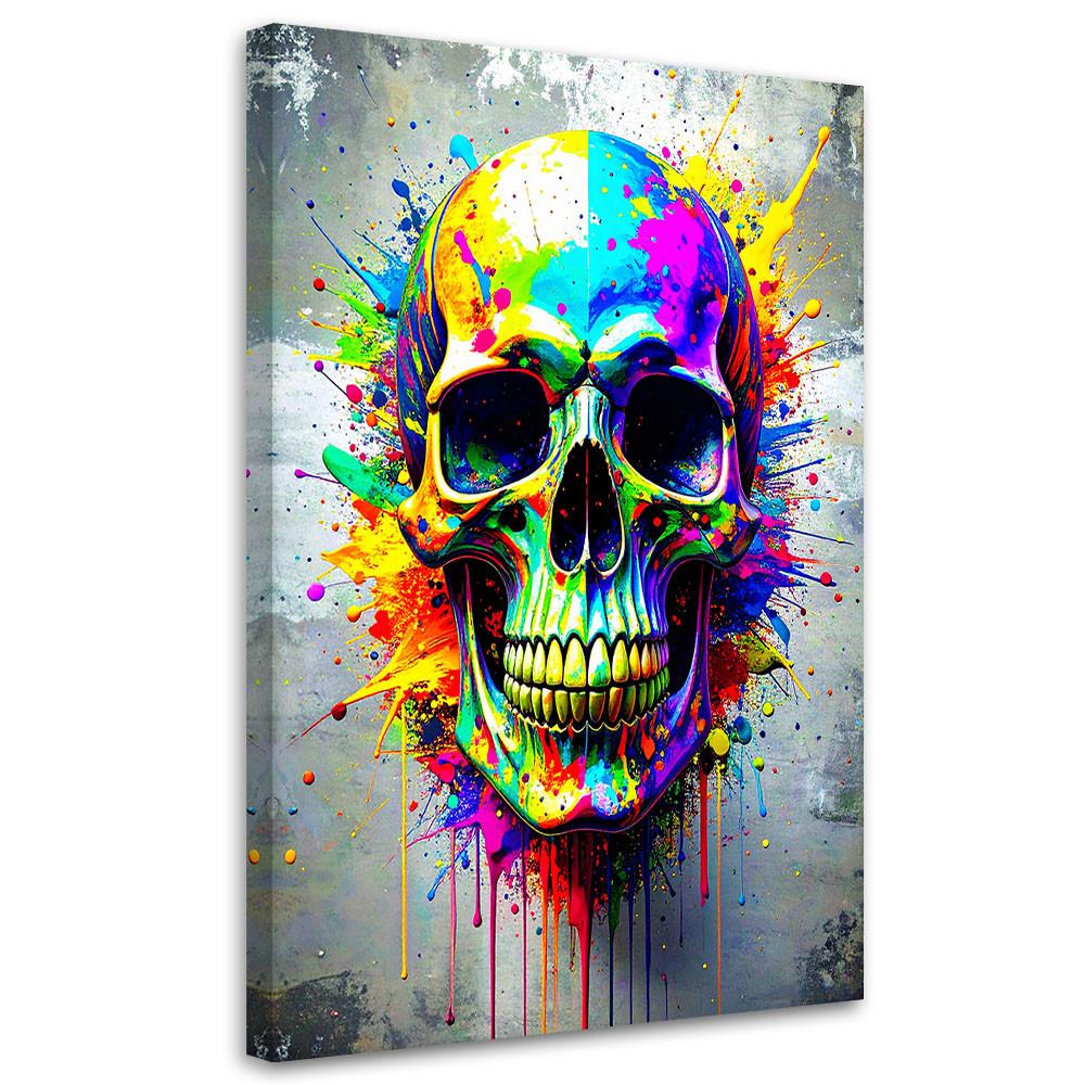 LEINWANDBILD Bunte Totenkopf Abstrakt 80x120cm - Multicolor, Textil (80/120cm) - Feeby