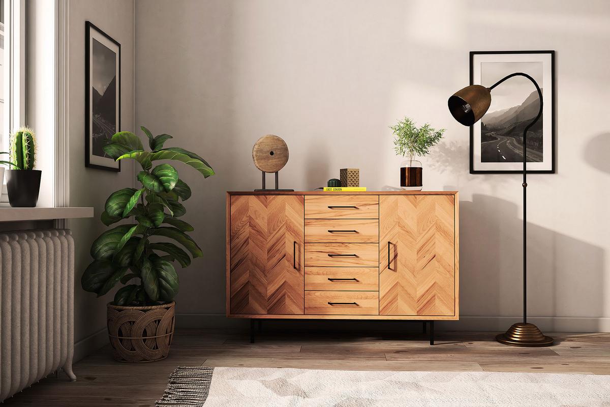 KOMMODE BREIT LEON Kernbuche - Kernbuche, Holz (144/95/45cm) - byoak