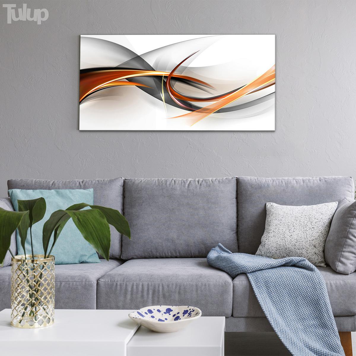 GLASBILD 120x60 cm Moderne Kunst - Dunkelorange, Glas (120/60cm) - TULUP