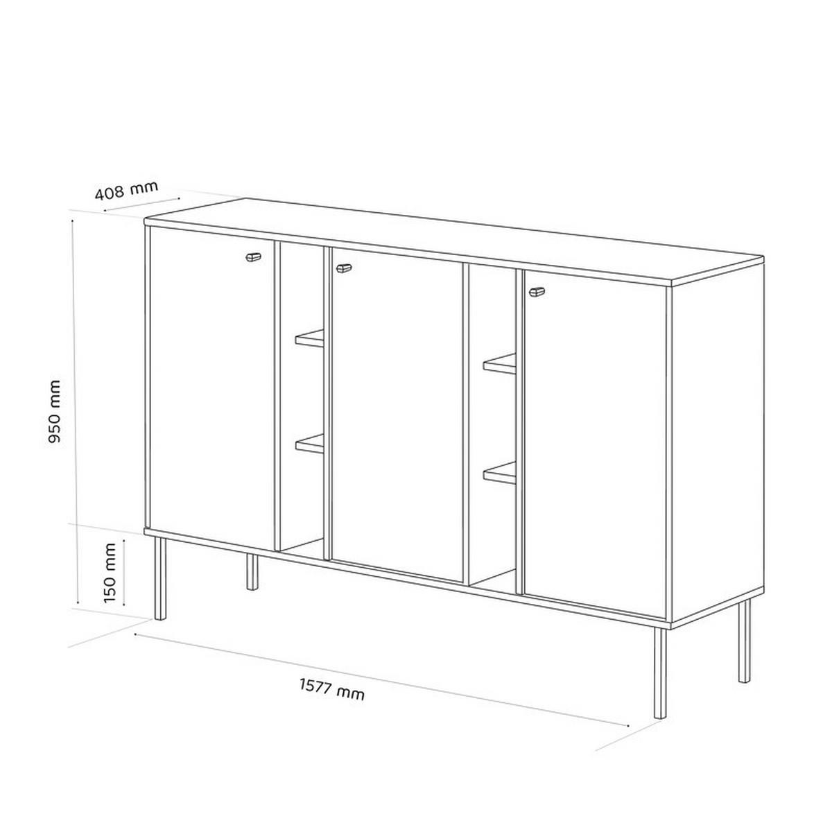 KOMMODE FLOW 157/41/95 cm, Eukalyptus - Eukalyptusholzfarben, Holzwerkstoff/Metall (157.7/95/40.8cm) - Idohome