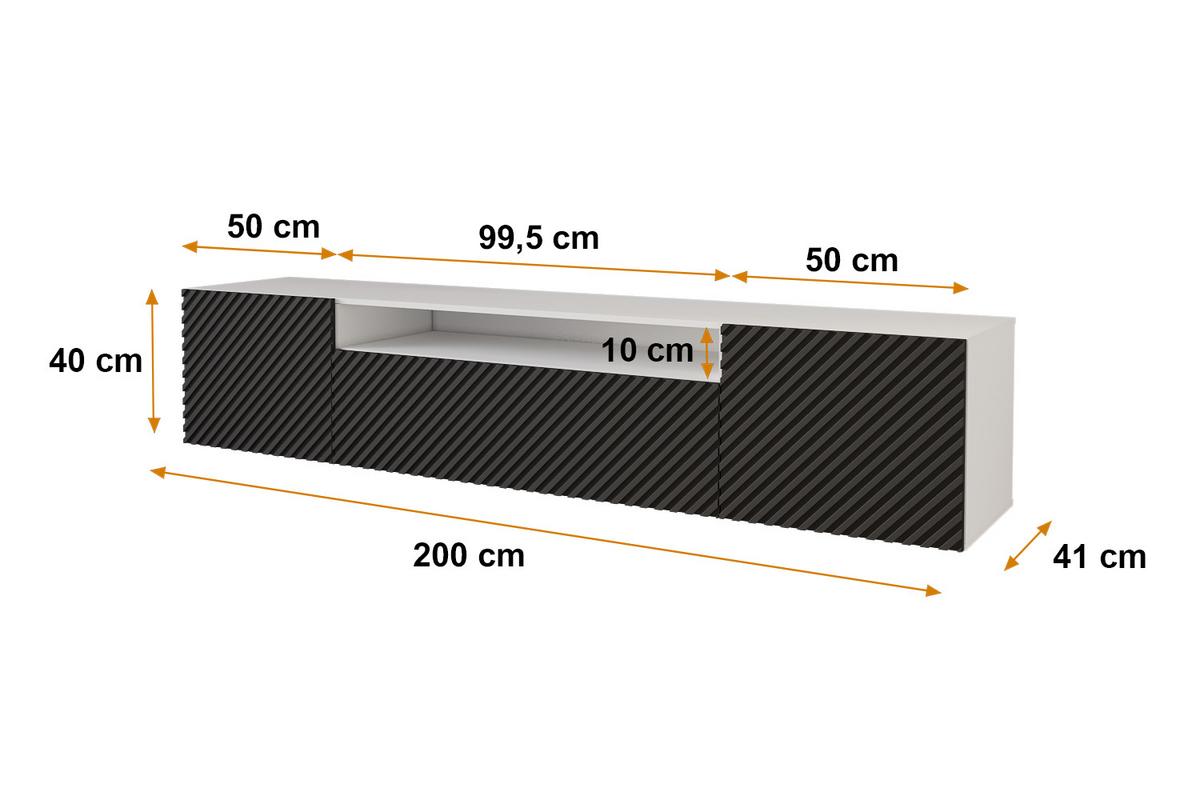 LOWBOARD ZENO-W 200x40x41 cm - Weiß / Schwarz - Schwarz, Holzwerkstoff (200/40/41cm) - ALTDECOR