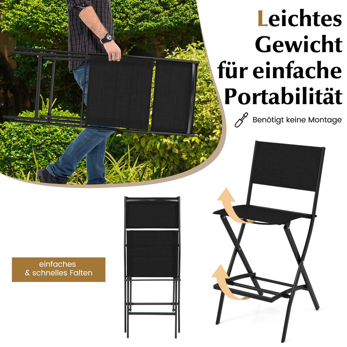 BARHOCKER Schwarz(2er-Set) - Schwarz, Metall (57/102/46cm) - COSTWAY