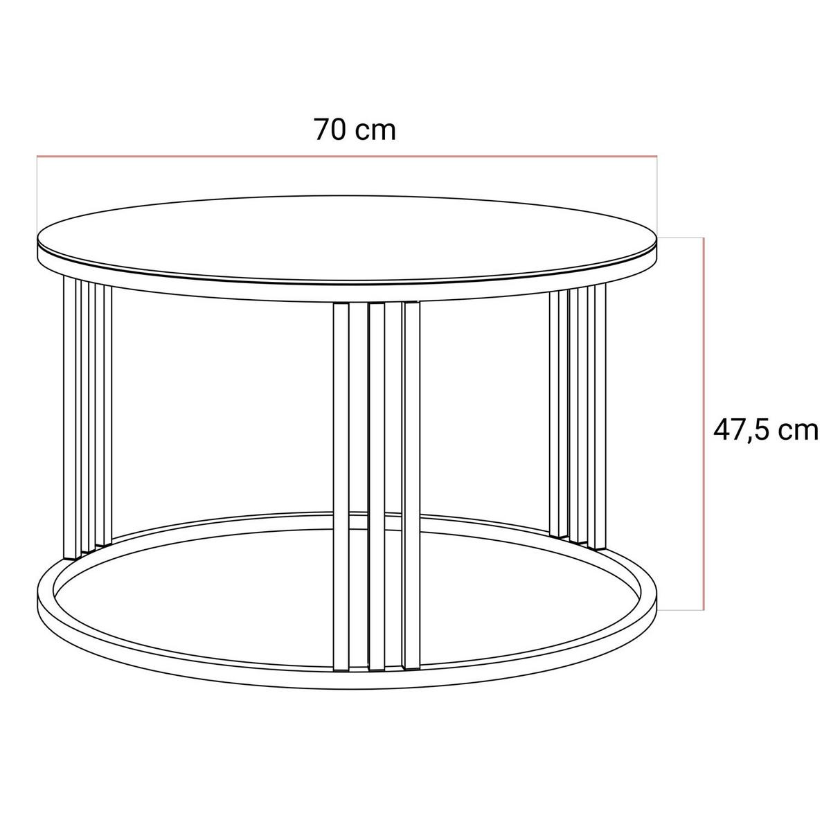 COUCHTISCH LORI GLASS auf kaschmirfarbenem Gestell Kaschmir / Glas Schwarz - Kaschmir/Schwarz, Holzwerkstoff (70/70/48cm) - Lookway