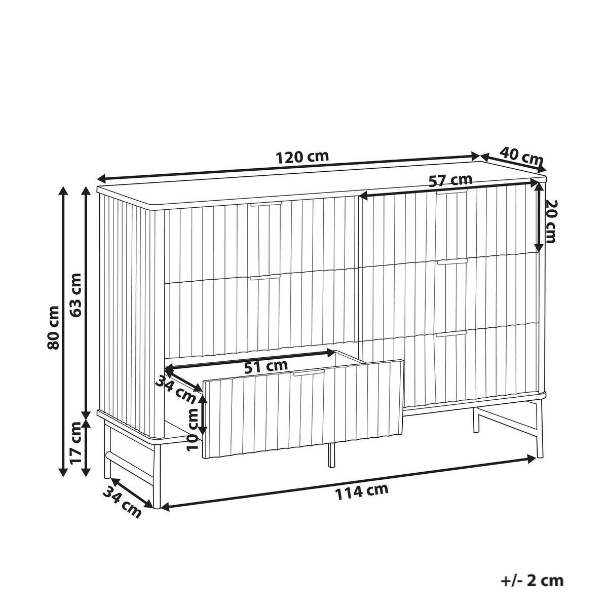 KOMMODE mit 6 Schubladen Schwarz Glastonbury - Schwarz, Holzwerkstoff (120/80/40cm) - Beliani