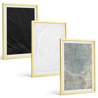BILDER SET 3er Set - 40x60 cm Goldrahmen - Die Farben eleganter Steinstrukturen - Goldfarben, Kunststoff (40/60cm) - TULUP