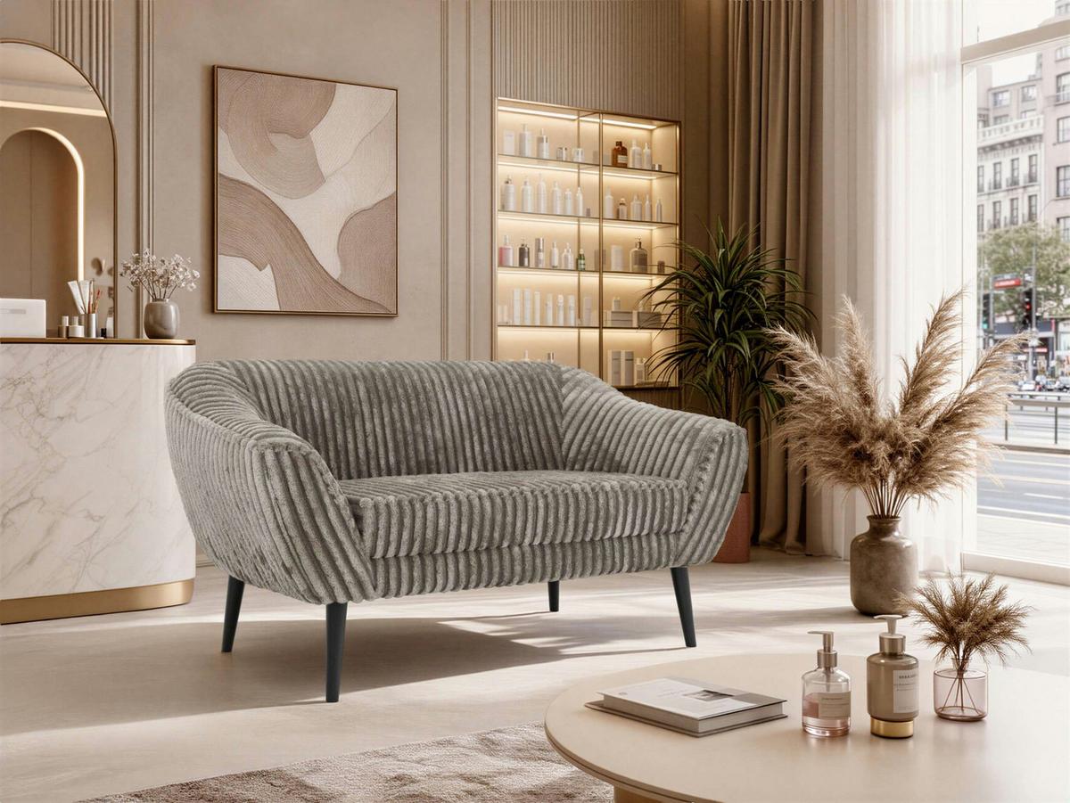 2-SITZER-SOFA PIRS - Hellbraun Cord - Schwarze Beine - Hellbraun/Schwarz, Holzwerkstoff/Textil (140/75/74cm) - MKS