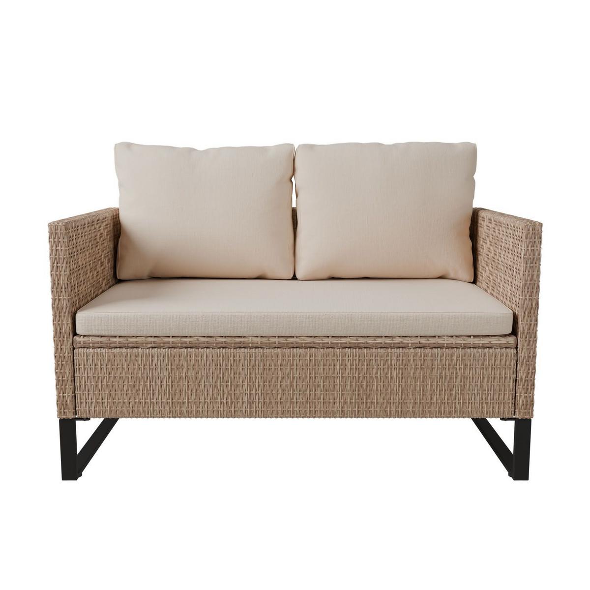 LOUNGEGARNITUR Santorini creme / sand - Beige, Kunststoff/Metall - Juskys