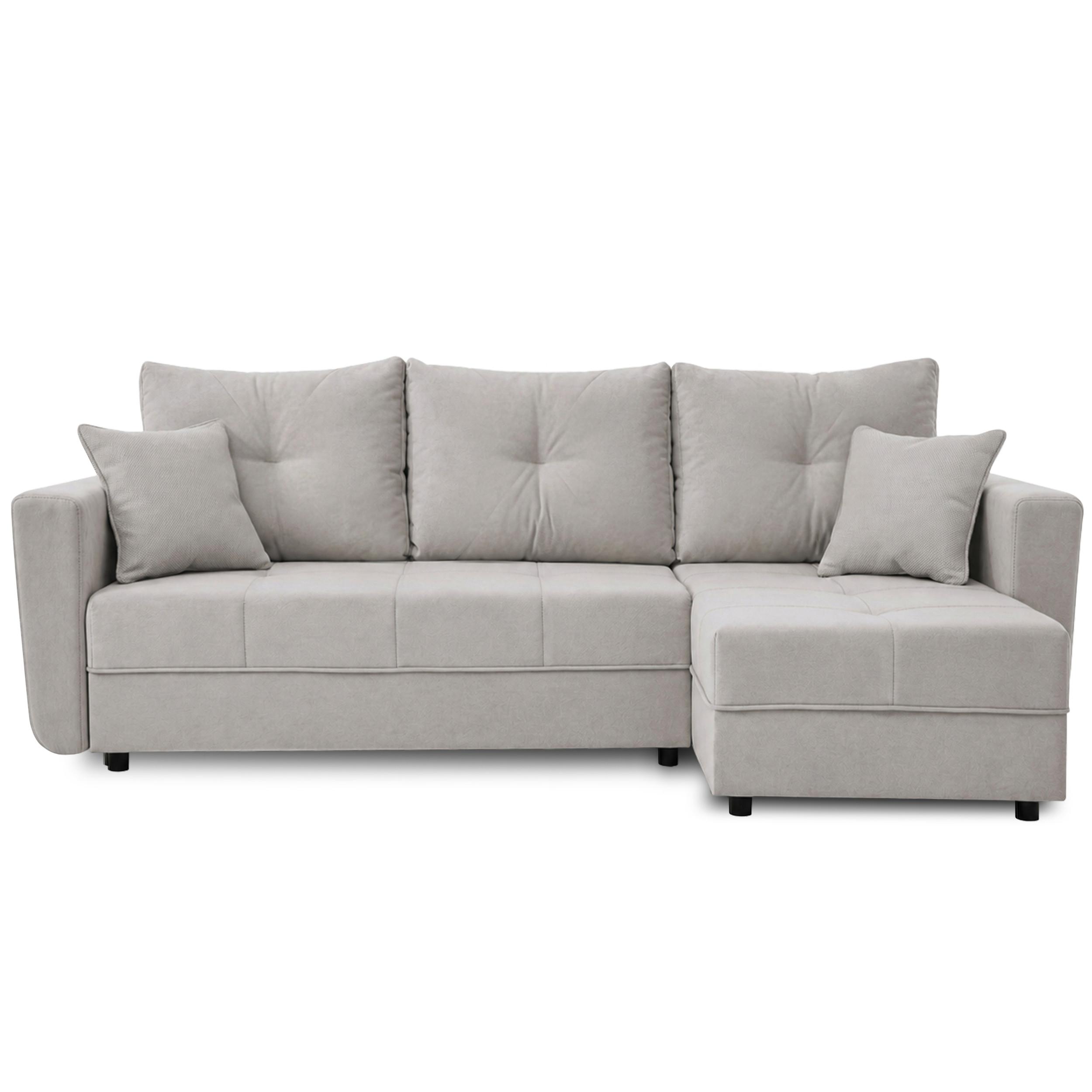 ECKSCHLAFSOFA Verona mit Bettkasten und universeller Ottomane 240 cm, Beige - Beige, Textil (240/148cm) - Beautysofa