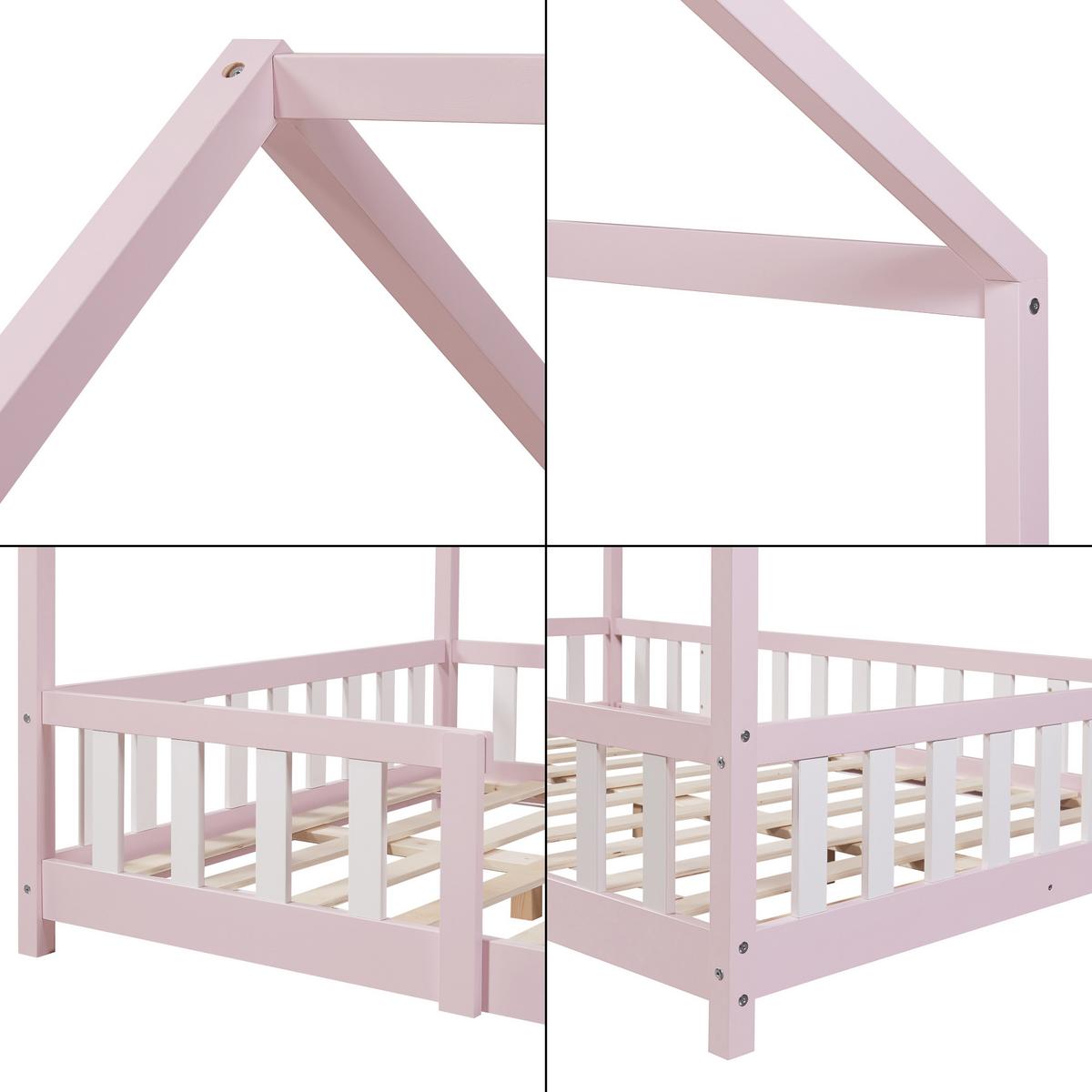 HAUSBETT Sisimiut - Pink/Weiß, Holz (120/200cm) - [en.casa]