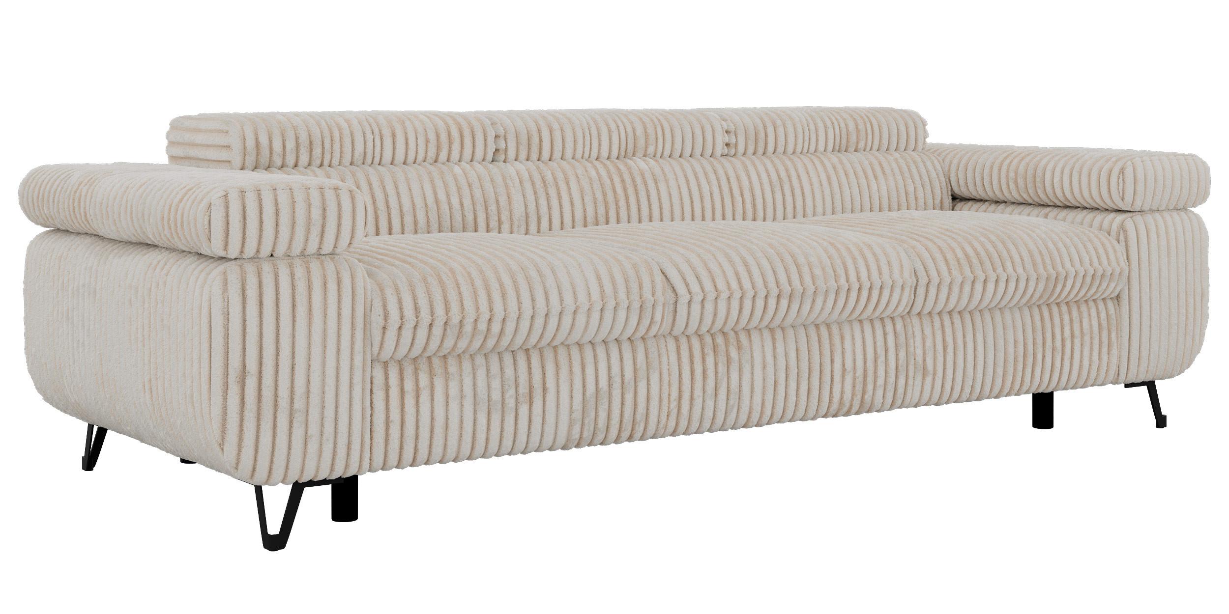 3-SITZER SOFA PETER - Beige Cord - Beige/Creme, Textil/Metall (262/76/99cm) - MKS