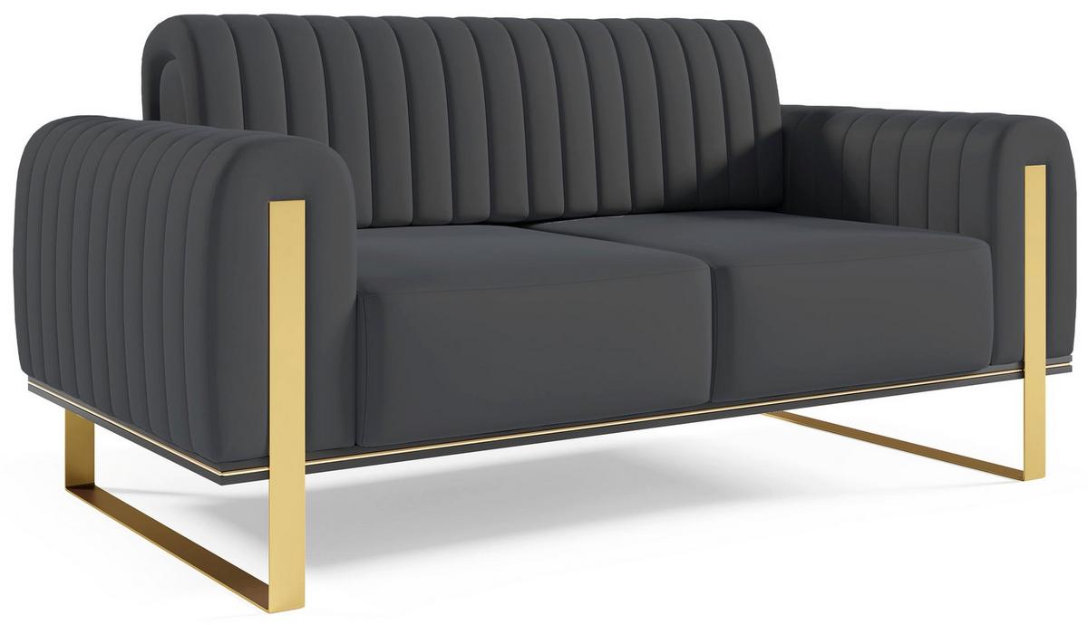 SOFA Parissa 164 cm - Goldfarben/Grau, Textil/Metall (164/79/92cm) - Selsey