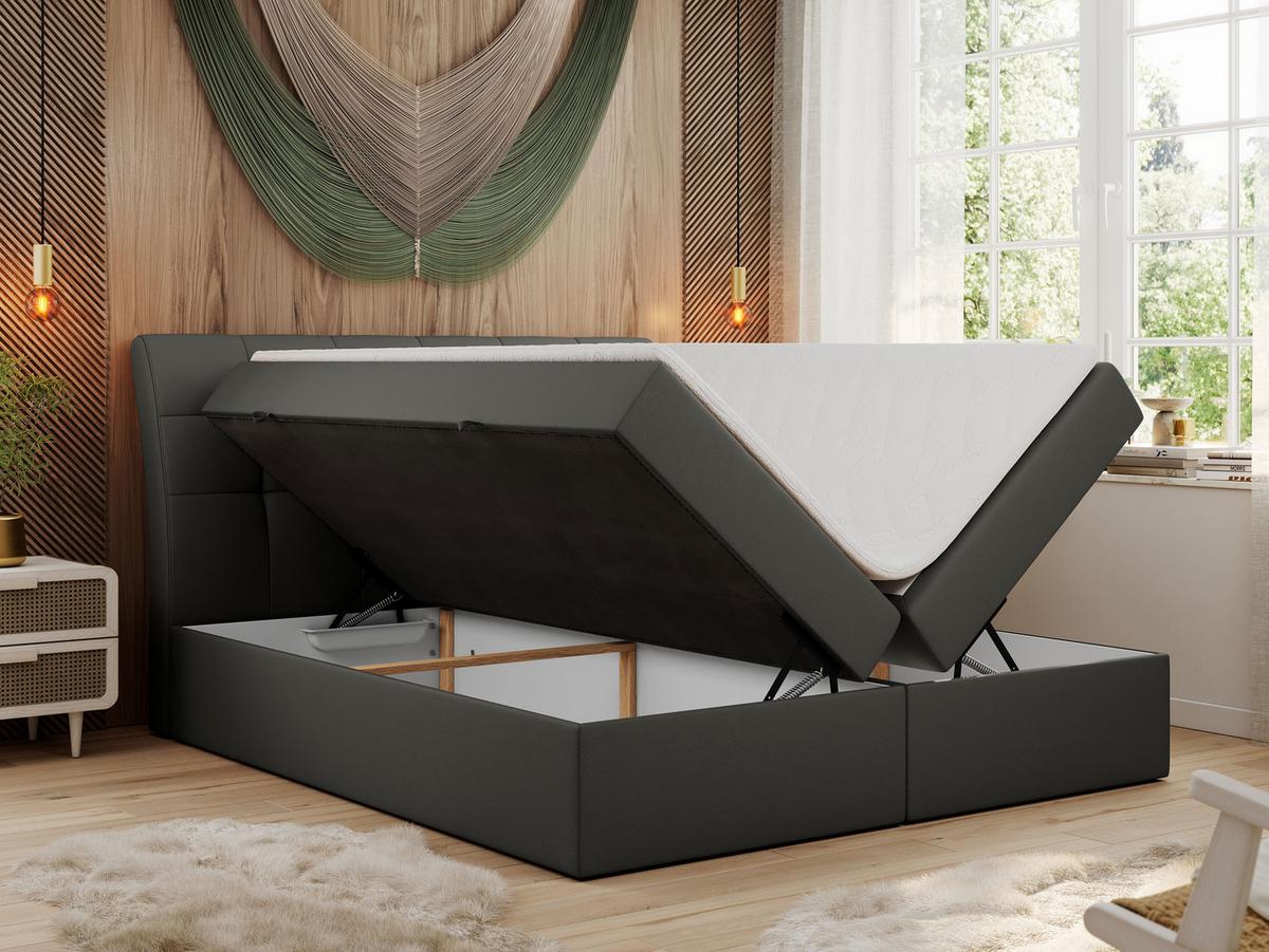 BOXBETT DIEGOS 160/200 Dunkelgrau Kunstleder - H4 - Dunkelgrau, Holz/Textil (160/200cm) - MKS