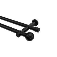 GARDINENSTANGE Platon Luino 260 cm (geteilt in 2 x 130 cm), 2-läufig (ohne Ringe), 20 mm Ø Schwarz - Schwarz, Metall (260cm) - INTERDECO