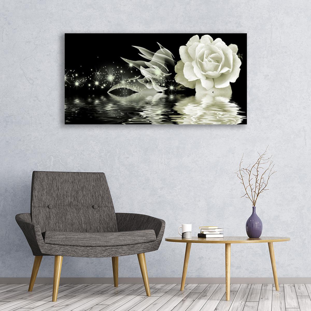 LEINWANDBILD 120x60 cm Magische Rosenblume - Schwarz, Textil (120/4cm) - TULUP