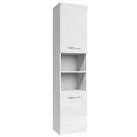 BADEZIMMERSCHRANK Paso mit 2 Türen Weiß Hochglanz - 35 x 35 x 160 cm - Weiß, Holz (35/160/35cm) - Badplaats