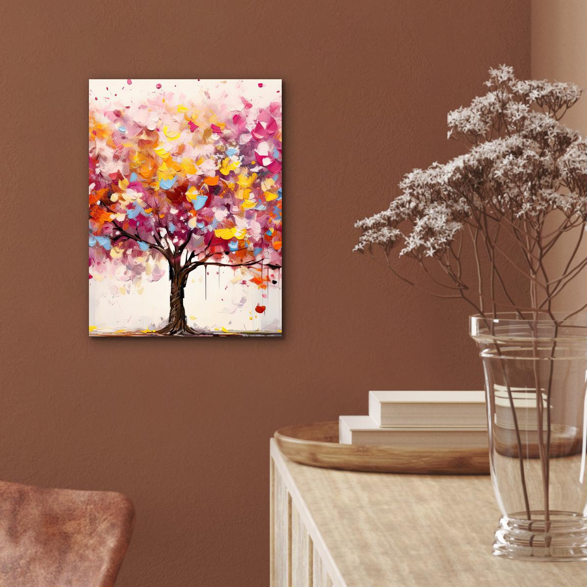 METALLBILD Aquarell - Baum - Kunst - Abstrakt 30x40 cm - Multicolor, Metall (30/40cm) - MuchoWow