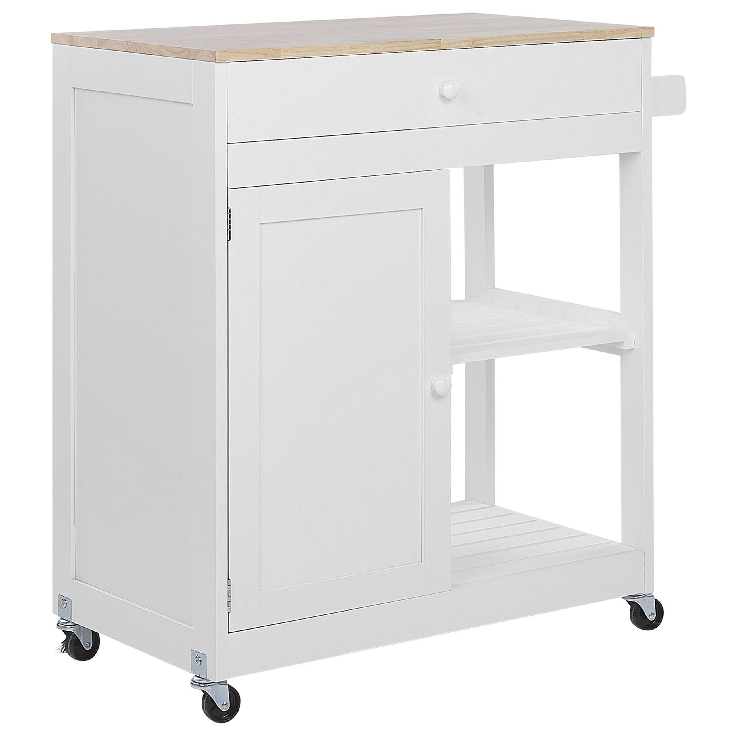 SERVIERWAGEN Weiß Trapani - Weiß/Braun, Holzwerkstoff (75/87/44cm) - Beliani