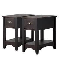 BEISTELLTISCH 59cm Dunkelbraun(2er-Set) - Braun, Holz (33/56/59cm) - COSTWAY