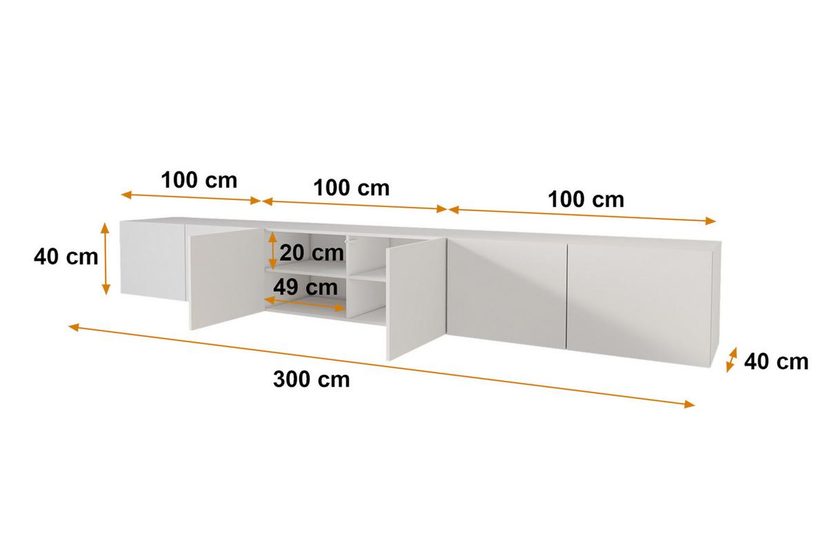 LOWBOARD ELIO-W 3x100x40x40 cm - Weiß - Weiß, Holzwerkstoff (300/40/40cm) - ALTDECOR